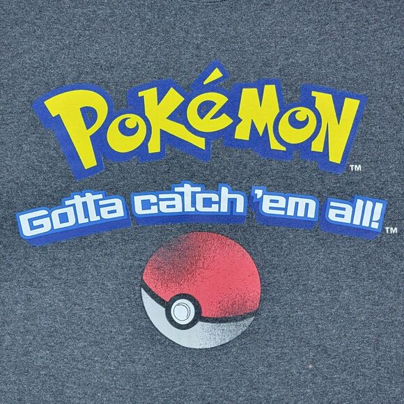 Pokemon Tshirt Mens Sz S Gray Pokeball Retro Graphic Tee Geekcore Crew Neck - Picture 2 of 5